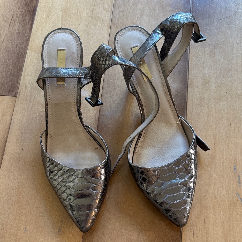 Louise et Cie Metallic Snakeskin Heels
